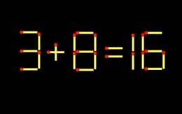 Thử tài IQ: Di chuyển một que diêm để 3+8=16 thành phép tính đúng