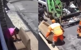 Phơi ghế sofa trên vỉa hè, nhân viên môi trường tưởng là rác