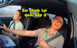 Thầy giáo hú hồn với học viên đang lái xe thì cúi đầu chỉnh quai dép