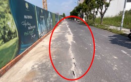 Nhiều vết nứt kéo dài trên đường T12 cạnh dự án nhà ở xã hội ở Nha Trang