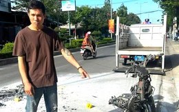 Bắt tạm giam thanh niên đốt xe máy khi bị cảnh sát giao thông dừng xe kiểm tra