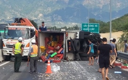 Hiện trường vụ va chạm xe đầu kéo, xe tải trên cao tốc Cam Lâm - Vĩnh Hảo