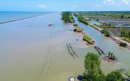 An Giang: Đê Biển Tây ở xã Vân Khánh sạt lở, bể đứt đoạn 'đe dọa' việc nuôi tôm cua của dân