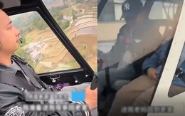 Con trai lái trực thăng đưa mẹ về quê