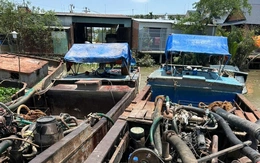 6 người nhảy xuống kênh Bảo Định bỏ trốn khi bị truy đuổi, 4 tàu hút cát bị tạm giữ