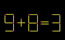 Thử tài IQ: Di chuyển một que diêm để 9+8=3 thành phép tính đúng