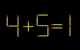 Thử tài IQ: Di chuyển một que diêm để 4+5=1 thành phép tính đúng
