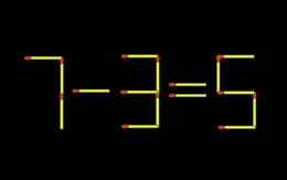 Thử tài IQ: Di chuyển một que diêm để 7-3=5 thành phép tính đúng