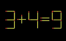 Thử tài IQ: Di chuyển một que diêm để 3+4=9 thành phép tính đúng