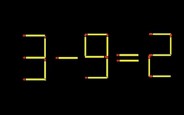 Thử tài IQ: Di chuyển một que diêm để 3-9=2 thành phép tính đúng