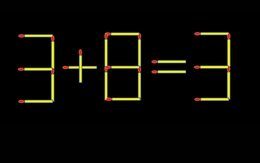 Thử tài IQ: Di chuyển một que diêm để 3+8=3 thành phép tính đúng