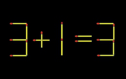 Thử tài IQ: Di chuyển một que diêm để 3+1=3 thành phép tính đúng
