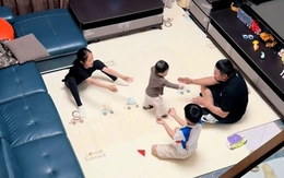 Cả nhà vỡ òa hạnh phúc khi thấy con chập chững những bước đi đầu đời