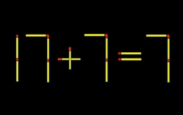 Thử tài IQ: Di chuyển một que diêm để 17+7=7 thành phép tính đúng
