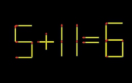 Thử tài IQ: Di chuyển một que diêm để 5+11=6 thành phép tính đúng