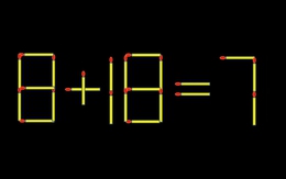 Thử tài IQ: Di chuyển một que diêm để 8+18=7 thành phép tính đúng