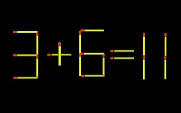 Thử tài IQ: Di chuyển một que diêm để 3+6=11 thành phép tính đúng