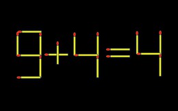 Thử tài IQ: Di chuyển một que diêm để 9+4=4 thành phép tính đúng