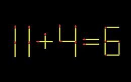 Thử tài IQ: Di chuyển một que diêm để 11+4=6 thành phép tính đúng