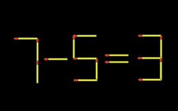 Thử tài IQ: Di chuyển một que diêm để 7-5=3 thành phép tính đúng