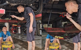 Chàng trai bị ông anh cho ăn cú lừa nếm thử nhớt ô tô
