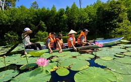 Du khách thích thú khám phá rừng ngập nước Bầu Đá, điểm du lịch mới tại Đắk Lắk