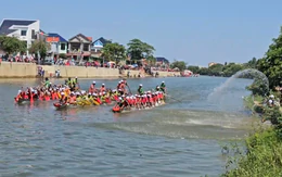 Rộn ràng đua thuyền mừng Tết Độc lập trên sông Kiến Giang