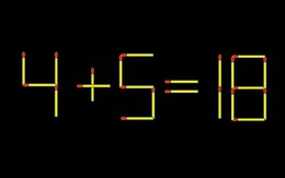 Thử tài IQ: Di chuyển một que diêm để 4+5=18 thành phép tính đúng