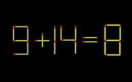 Thử tài IQ: Di chuyển một que diêm để 9+14=8 thành phép tính đúng