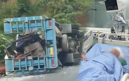 Vụ lật xe tải chở máy múc: Một nạn nhân chấn thương sọ não