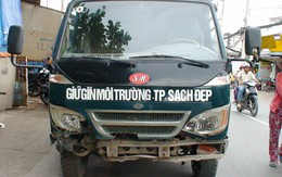 Xe ben mất phanh lao vào quán ăn