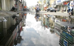 Đường mới trải nhựa đã ứ đọng nước