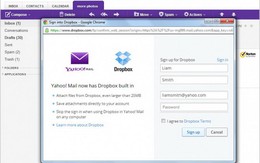 Yahoo! Mail kết hợp Dropbox gửi file dung lượng lớn