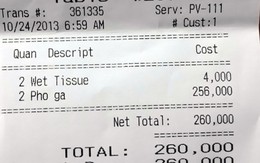 Hai tô phở giá 256.000 đồng là do... tính nhầm!