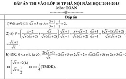 Đáp án môn toán tuyển sinh lớp 10 tại Hà Nội