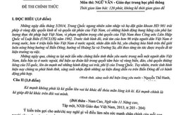 "Giàn khoan Trung Quốc" vào đề thi