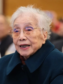 Bà Nguyễn Thị Bình là đại biểu cao tuổi nhất tham dự Đại hội Thi đua yêu nước