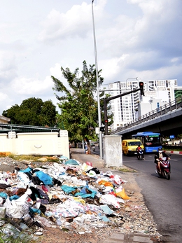 Vỉa hè đường Hoàng Hoa Thám thành khu tập kết rác bất đắc dĩ