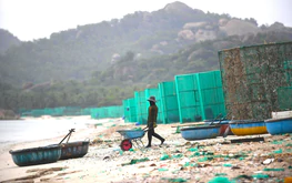 Lobster-farming waste blankets scenic beach in Vietnam’s Cam Ranh Bay