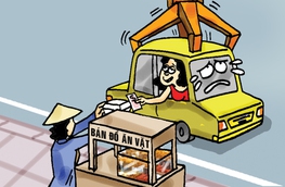 Chịu hết nổi ô tô dừng giữa đường mua đồ ăn