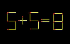 Thử tài IQ: Di chuyển một que diêm để 5+5=8 thành phép tính đúng