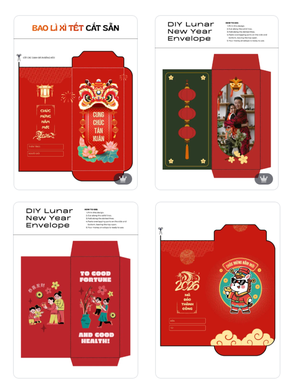 Thiết kế bao lì xì Tết Nguyên đán 2026 ấn tượng với Canva