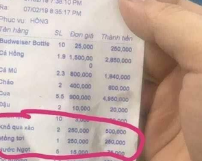 Nhà hàng ra hóa đơn hơn 16 triệu ở Nha Trang bị phạt 750.000 đồng