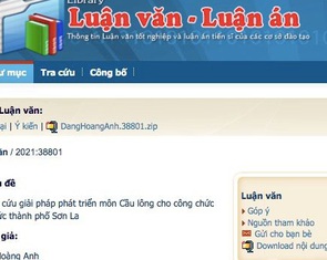 Luận án tiến sĩ 'Nghiên cứu giải pháp phát triển môn cầu lông cho công chức....’ là có thật