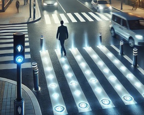 Vạch kẻ đường cho người đi bộ phát sáng bằng công nghệ chiếu sáng LED tích hợp