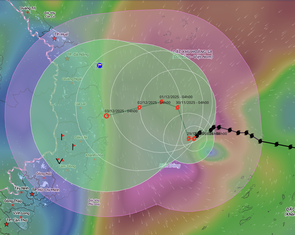 Hôm nay, bão số 15 đi lừ đừ, loanh quanh ở giữa Biển Đông