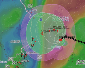 Bão số 15 sẽ liên tục đổi hướng trong 3 ngày tới