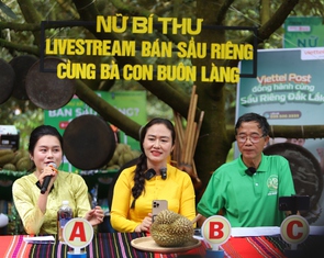 Nữ bí thư xã livestream bán sầu riêng trên mạng, mở hướng đi cho nông sản