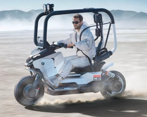 BMW chế xe máy điện độc lạ, tài xế không cần đội mũ bảo hiểm khi sử dụng