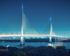 Phối cảnh cầu Long Hưng với thiết kế hình 'bảo kiếm' nối Đồng Nai và TP.HCM